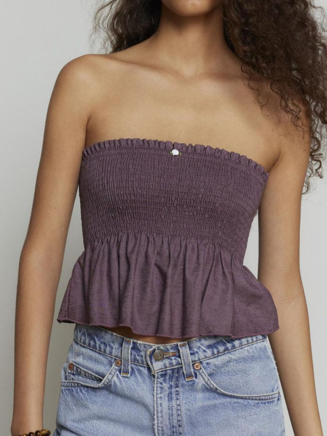 Smocked Peplum Tube Top