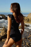 Davi & Dani Solid One Shoulder Ruffle One Piece Swimsuit