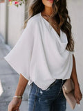 Full Size Ruched Three-Quarter Sleeve Blouse Plus Size
