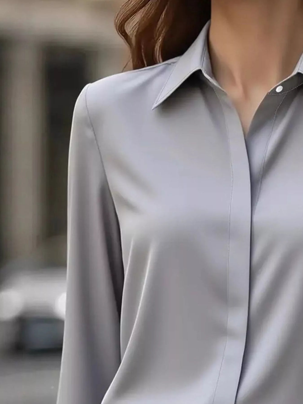 Button Down Collared Neck Long Sleeve Shirt