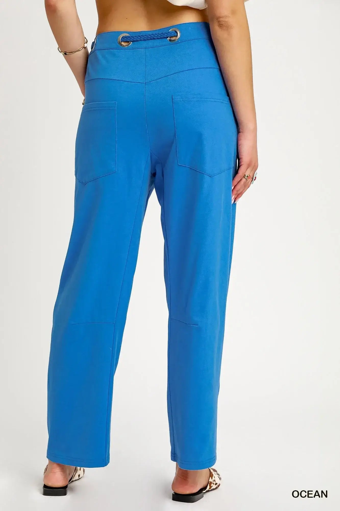 Umgee Drawstring Wide Leg Casual Pants