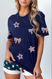 Sequin Star Round Neck Short Sleeve T-Shirt