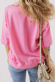 Exposed Seam Side Slit Round Neck Top