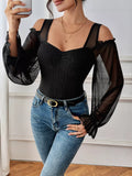 Cold Shoulder Flounce Sleeve Bodysuit