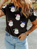 Christmas Santa Sequin Short Sleeve T Shirt