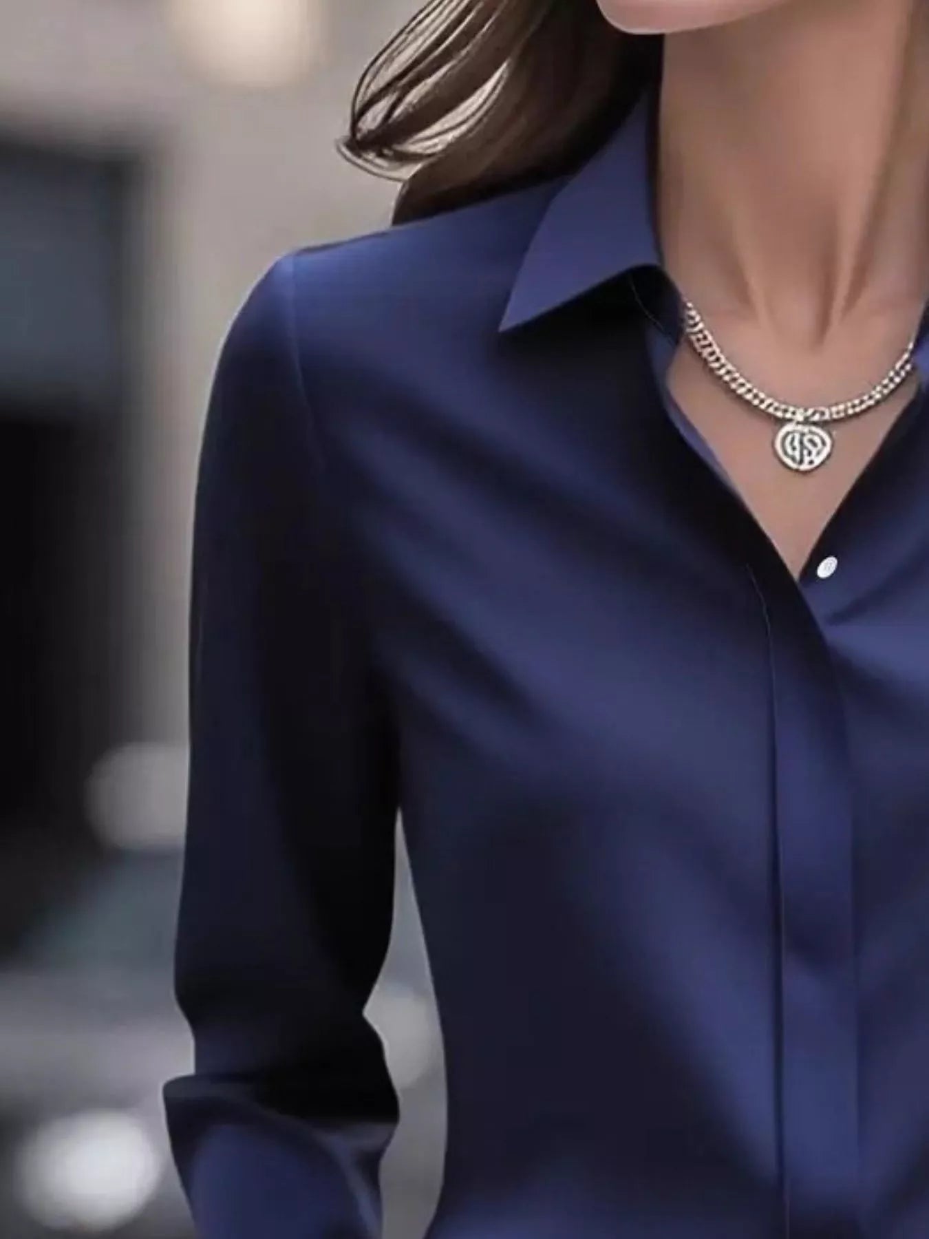 Button Down Collared Neck Long Sleeve Shirt