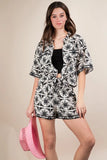 VERY J Plus Size Tropical Printed Shirt Top & Shorts Set