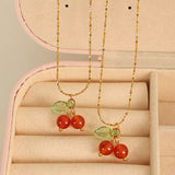Agate Cherry Pendant Necklace
