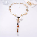 Alloy Dripping Oil Flower Resin Y-Shaped Necklace