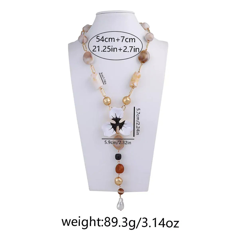 Alloy Dripping Oil Flower Resin Y-Shaped Necklace