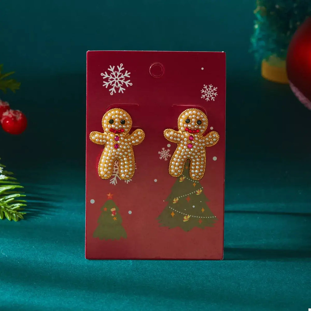 Alloy Gingerbread Man Stud Earrings