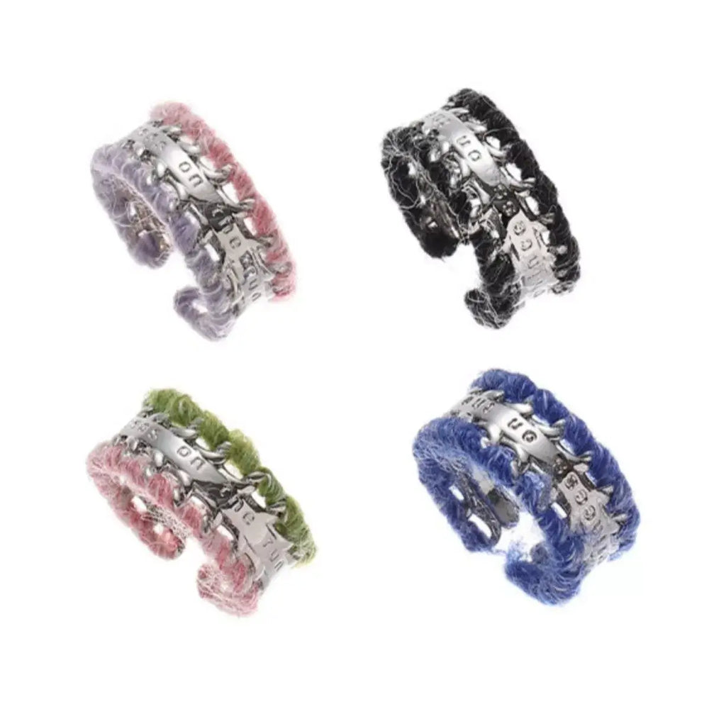 Brass Yarn-Wrapped Open Ring