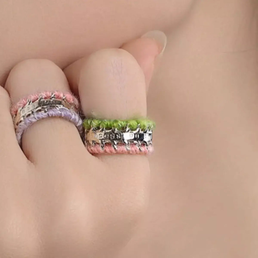 Brass Yarn-Wrapped Open Ring