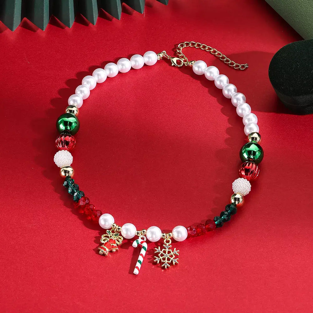 Christmas Acrylic Bead Charm Necklace