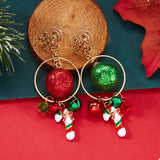 Christmas Snowflake Dangle Earrings with Colorful Beads