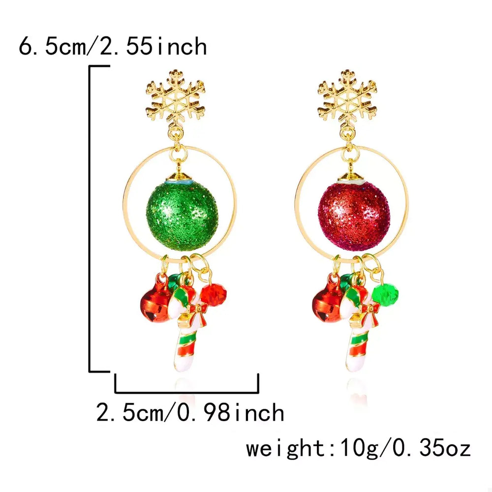 Christmas Snowflake Dangle Earrings with Colorful Beads
