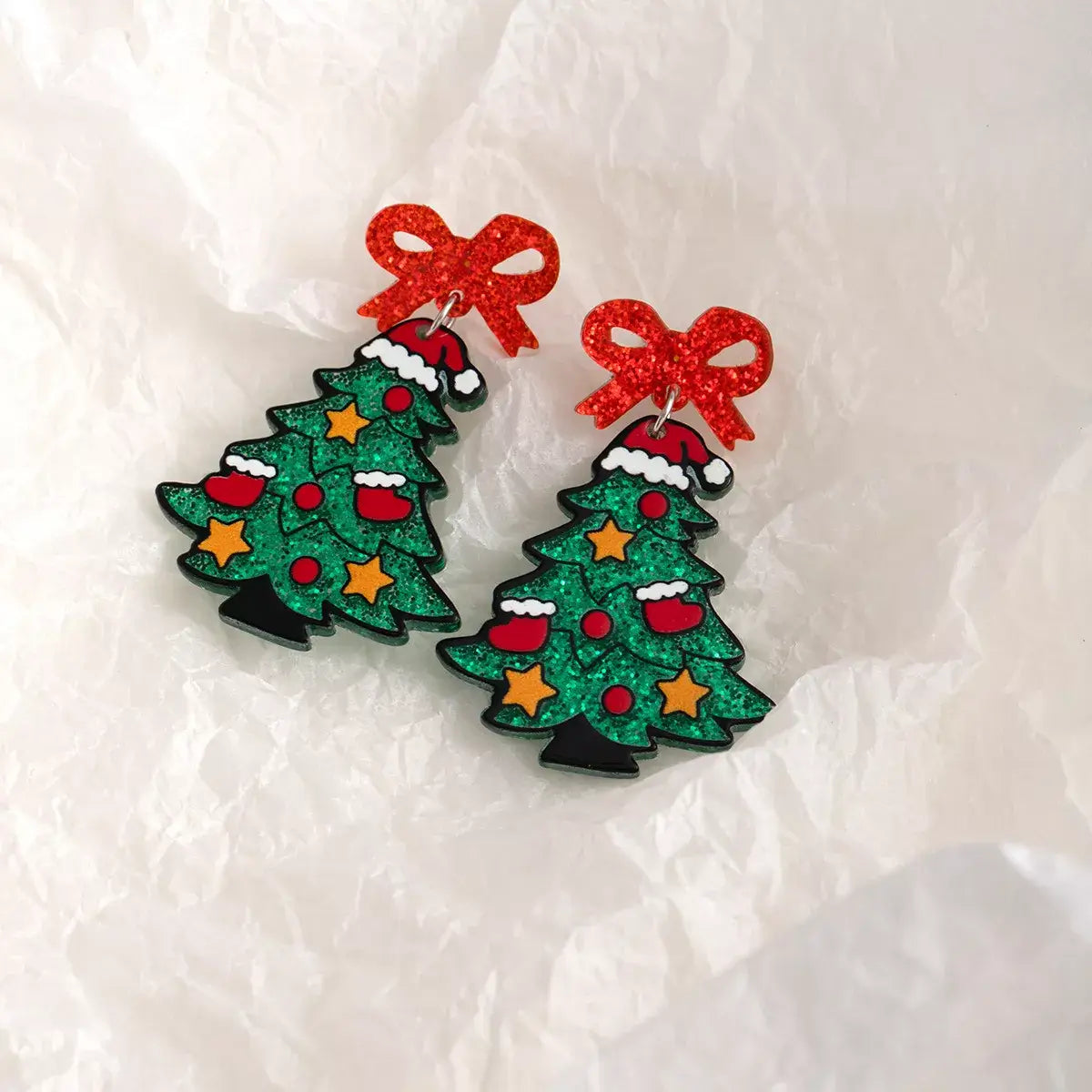 Christmas Tree Drop Earrings – Acrylic Holiday | Felvior