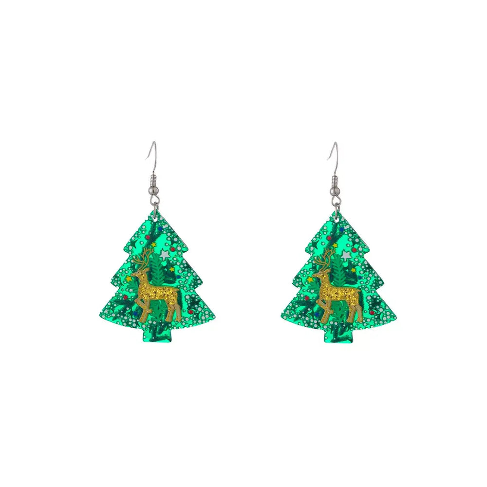 Christmas Tree Glitter Dangle Earrings