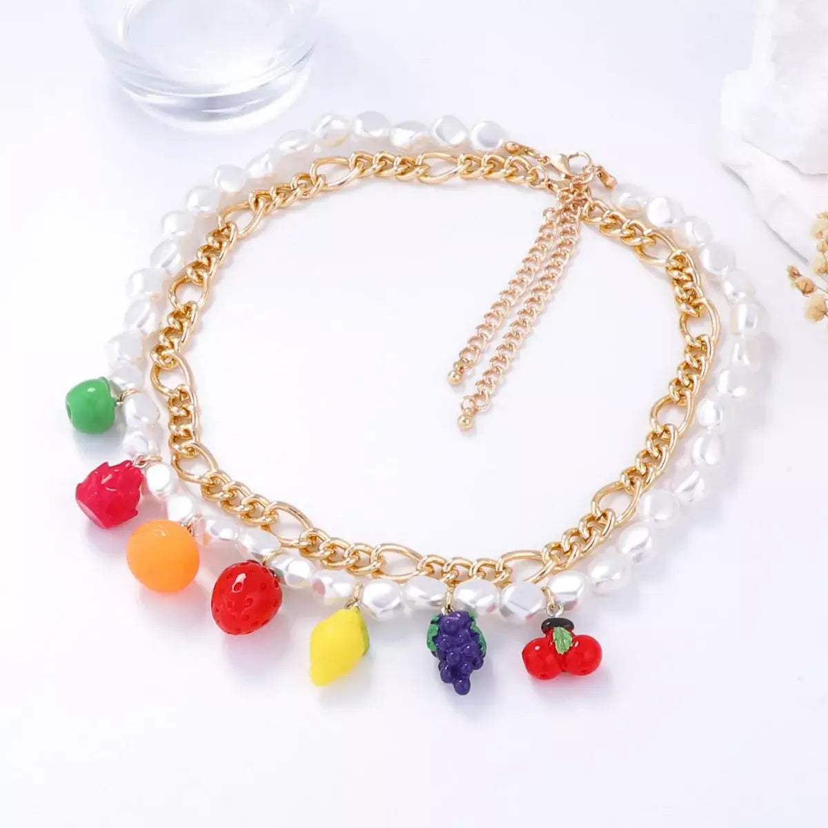 Colorful Charm Double Layered Necklace | 18K Gold