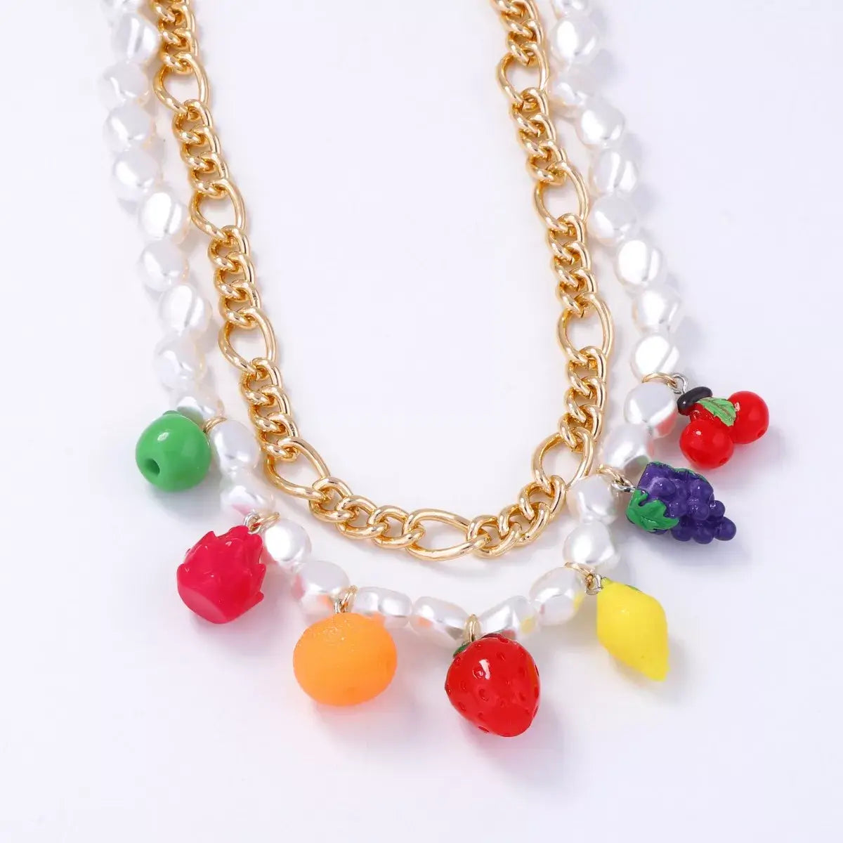 Colorful Charm Double Layered Necklace | 18K Gold