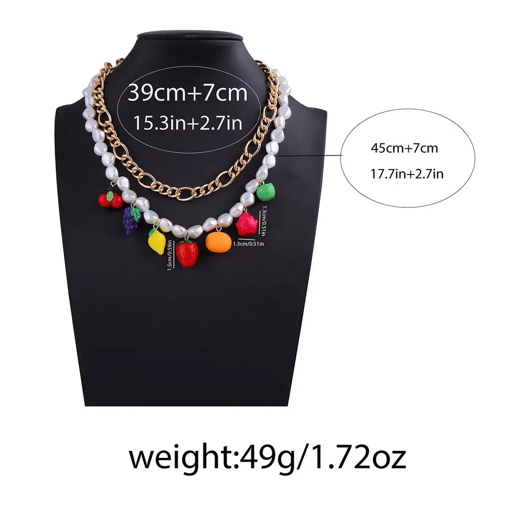 Colorful Charm Double Layered Necklace | 18K Gold
