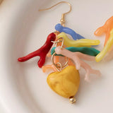 Colorful Resin Heart Dangle Earrings