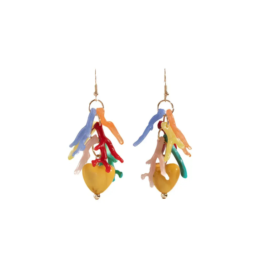 Colorful Resin Heart Dangle Earrings