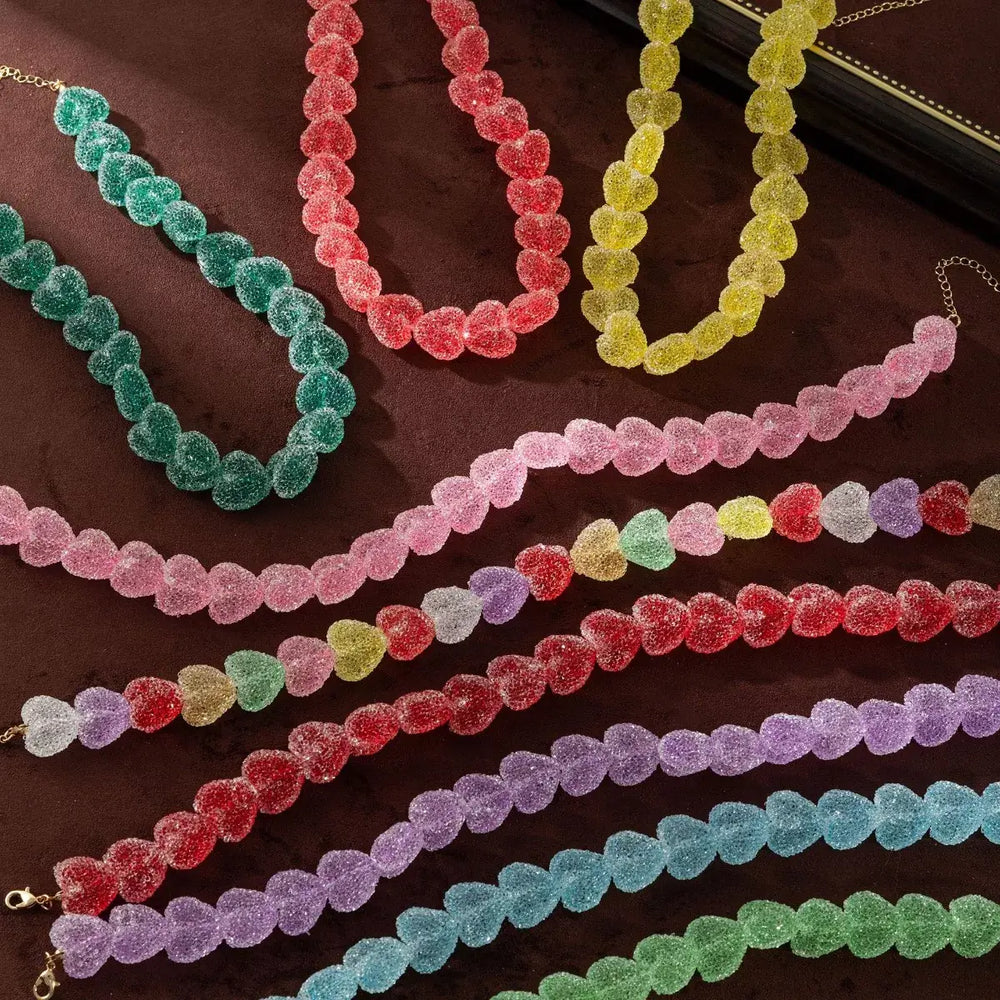 Colorful Resin Heart Necklace - Elegant Jewelry