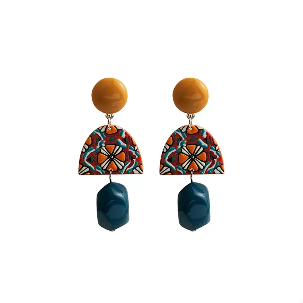 Geometric Pattern Drop Earrings