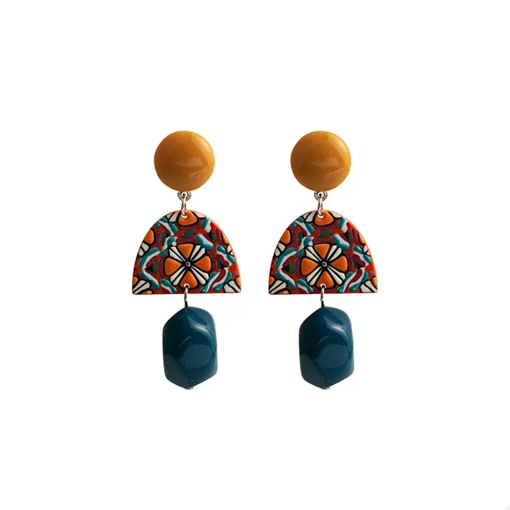 Geometric Pattern Drop Earrings