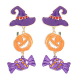 Halloween 18K Gold-Plated Alloy Pumpkin Earrings