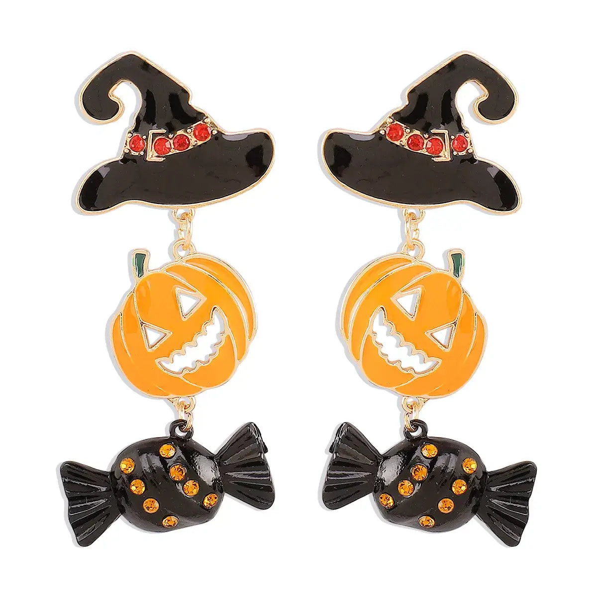 Halloween 18K Gold-Plated Alloy Pumpkin Earrings