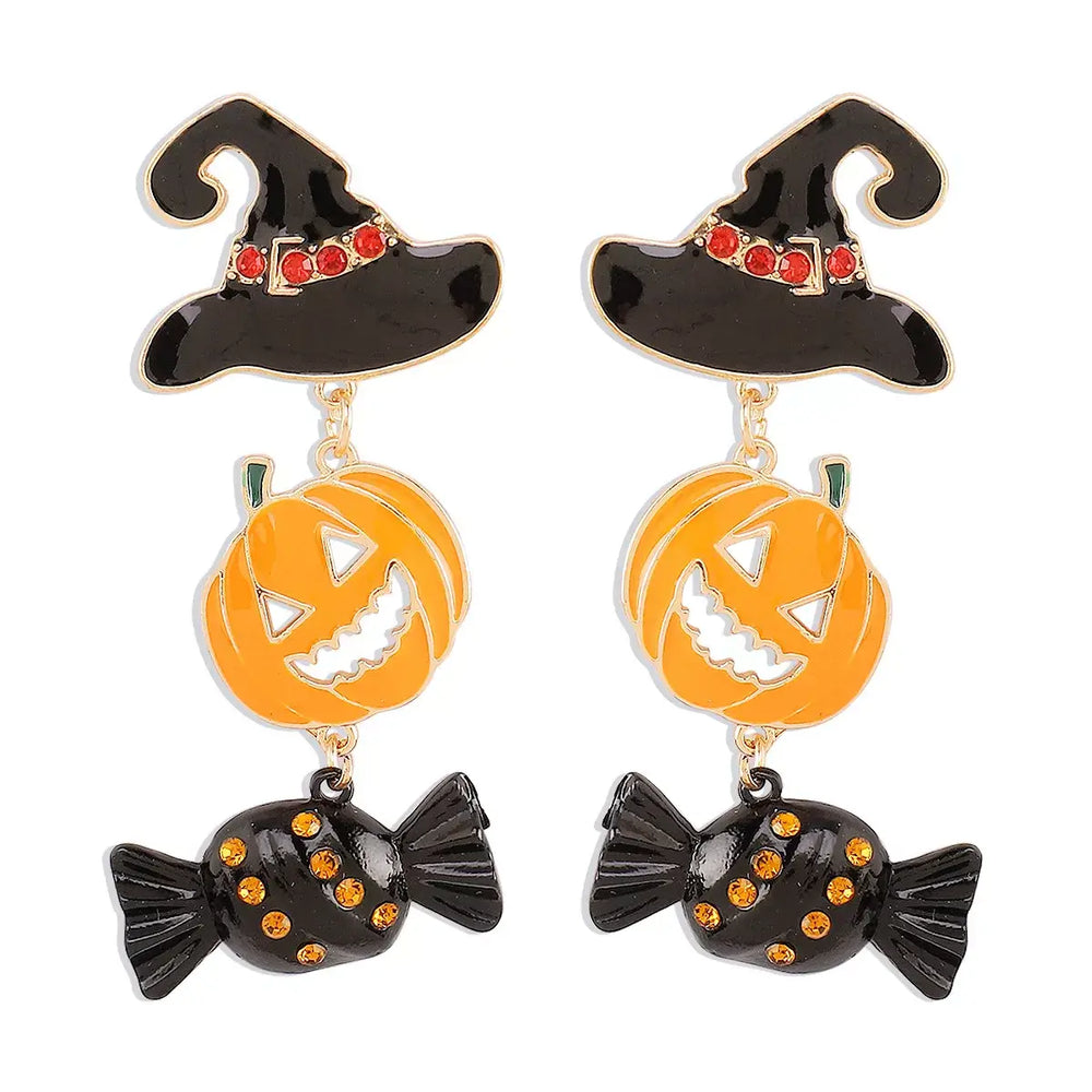 Halloween 18K Gold-Plated Alloy Pumpkin Earrings
