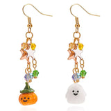 Halloween Asymmetrical Pumpkin Ghost Earrings