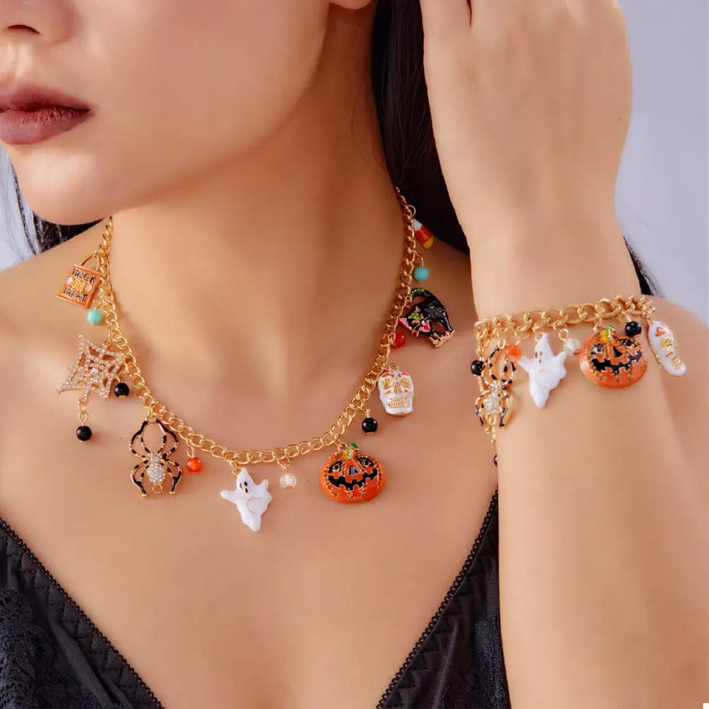 Halloween Charm Necklace with Festive Pendant Collection