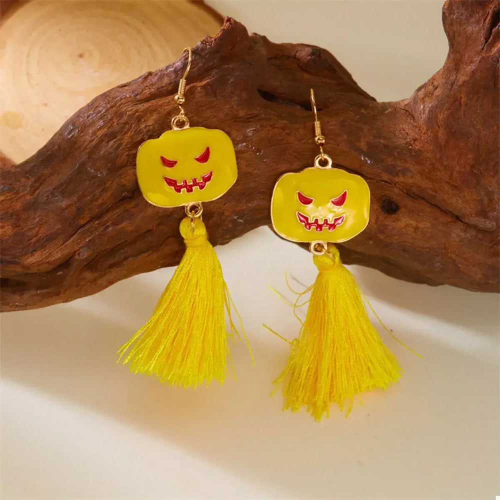 Halloween Ghost and Pumpkin Dangle Earrings