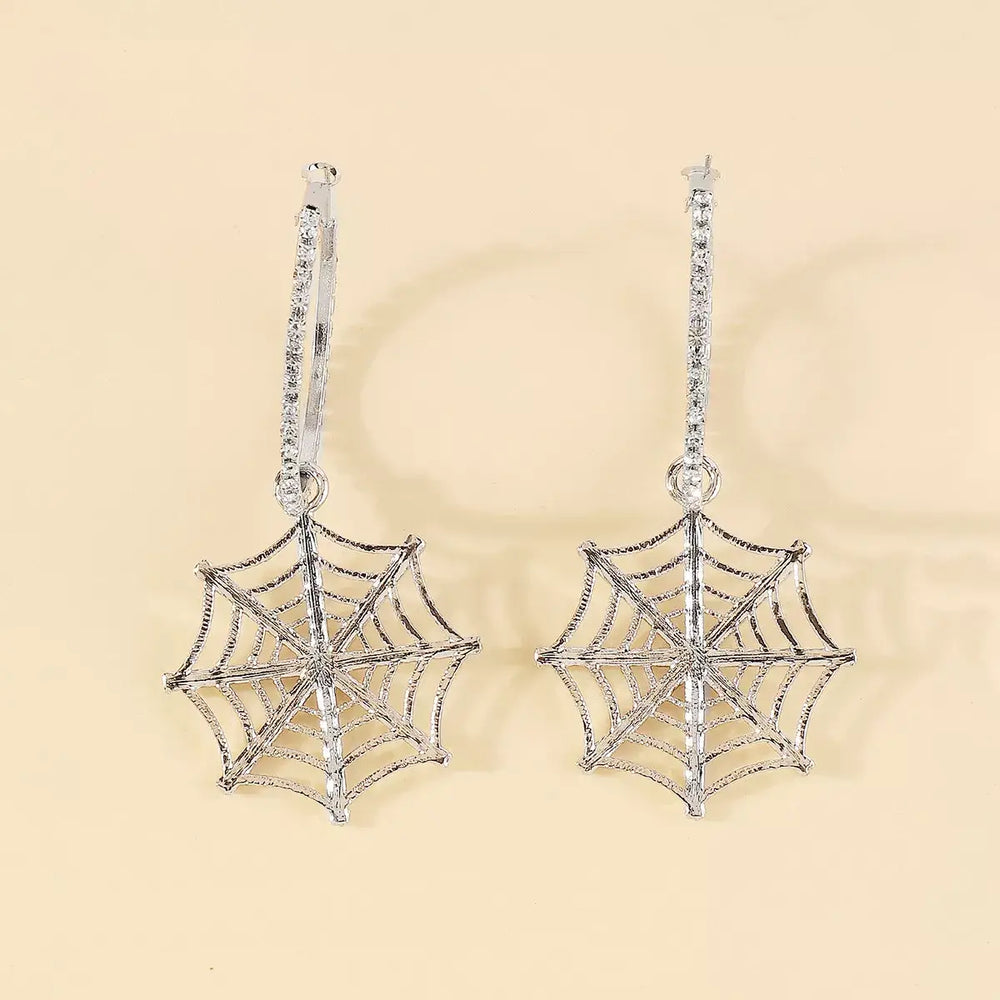 Halloween Spider Web Dangle Hoop Earrings