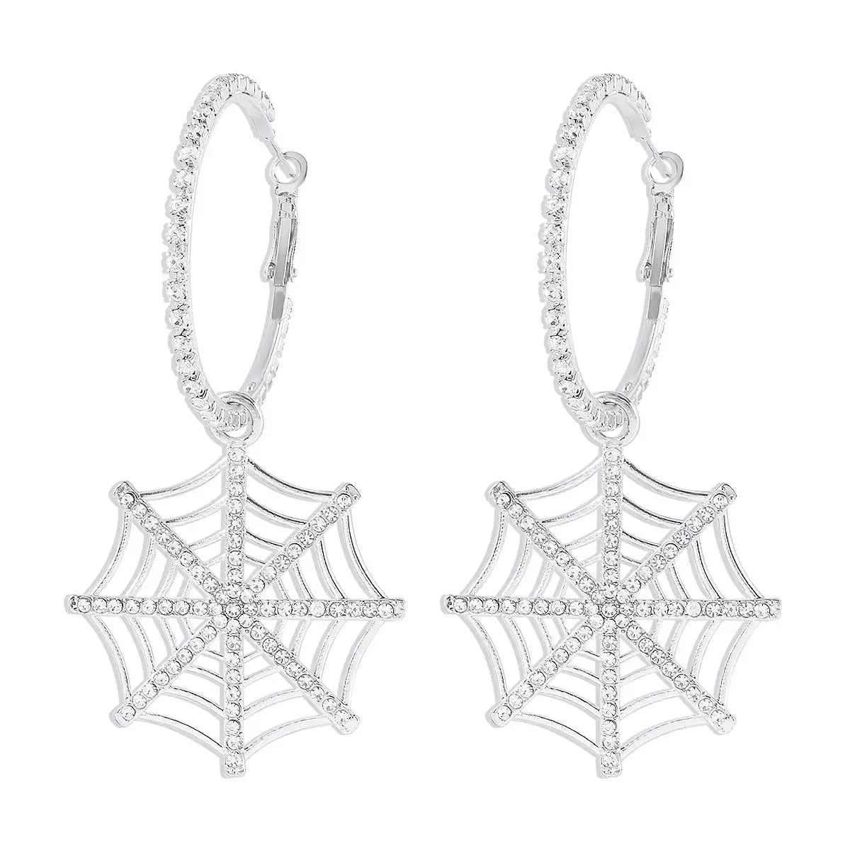 Halloween Spider Web Dangle Hoop Earrings