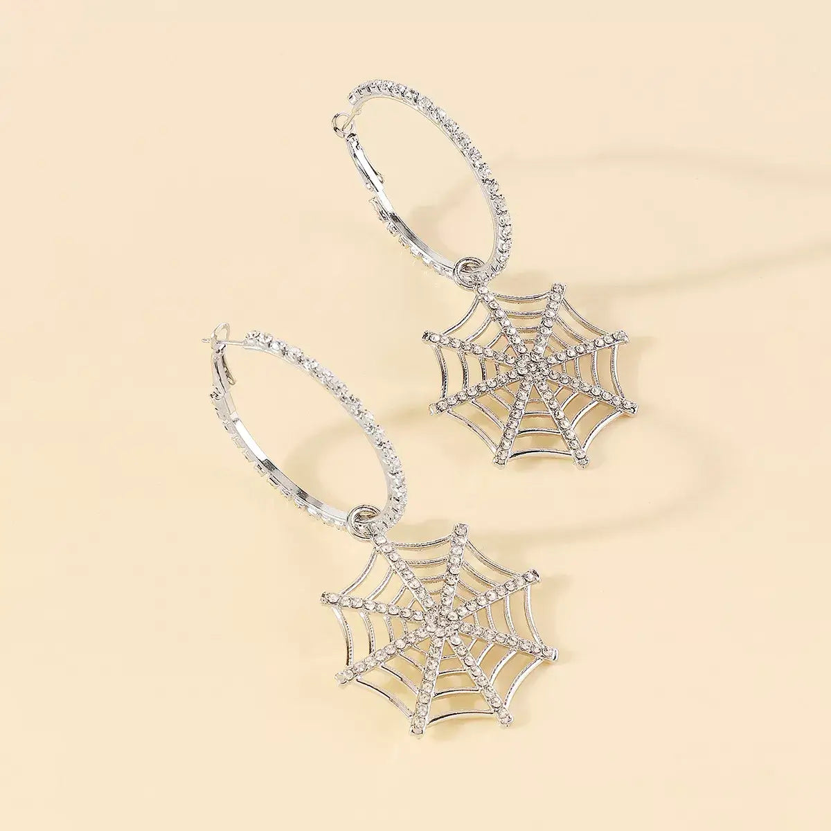 Halloween Spider Web Dangle Hoop Earrings