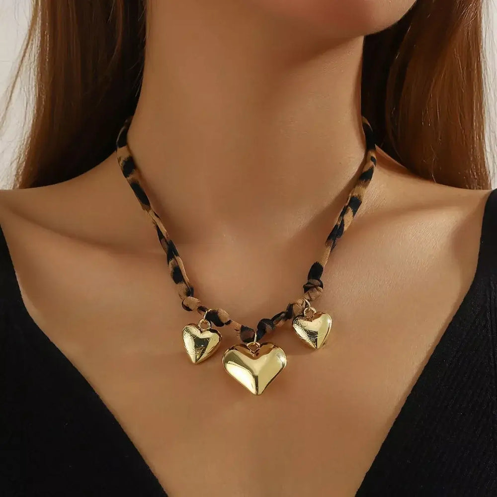 Leopard 18K Gold-Plated Heart Necklace