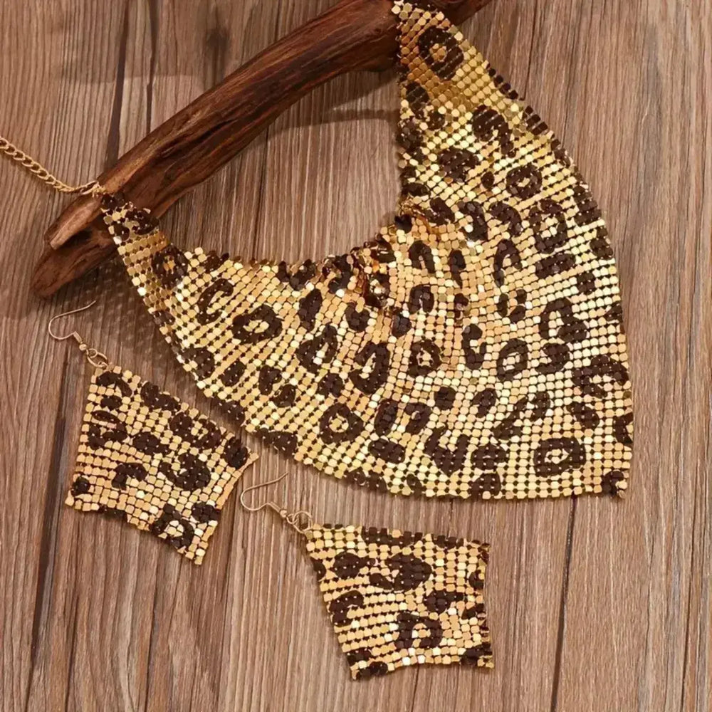 Leopard Necklace and Earrings Jewelry Set