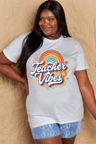 Graphic Cotton T-Shirt with 'Teacher Vibes' print, featuring a colorful design perfect for casual and expressive fashion.