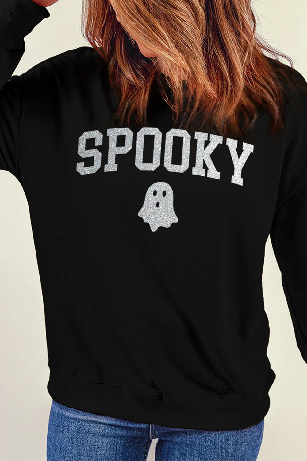 spooky sweatshirt with round neck and long sleeves