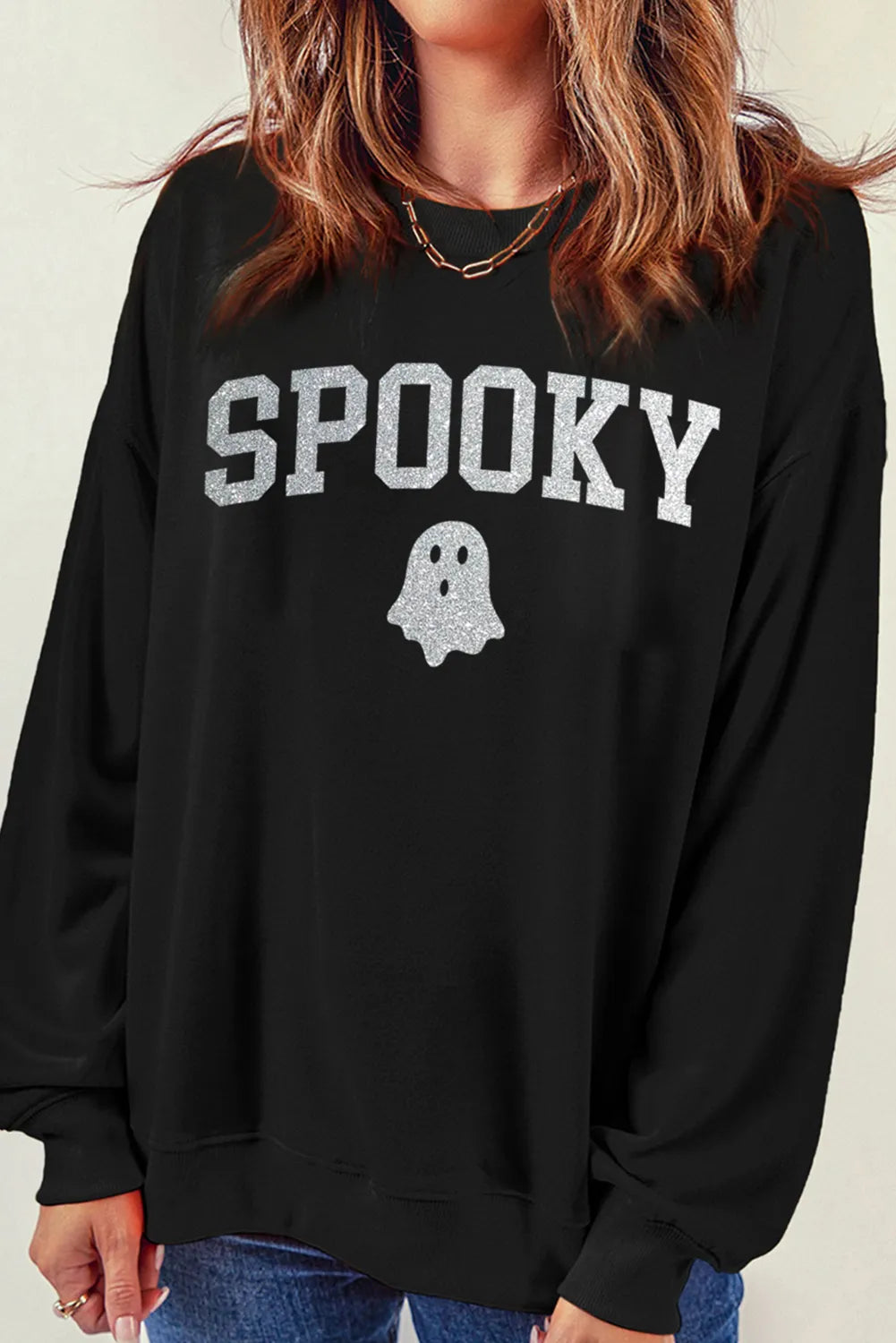 Felvior spooky round neck long sleeve sweatshirt