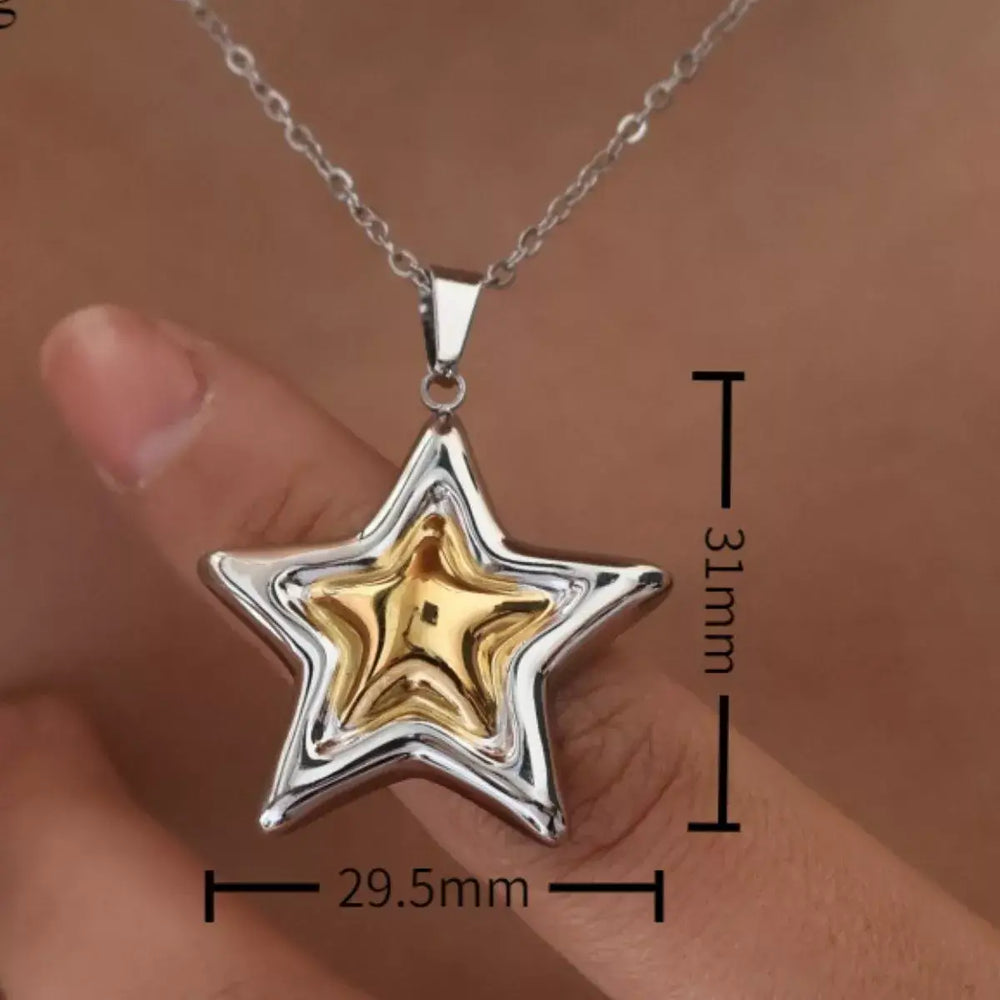Stainless Steel Zircon Star Necklace
