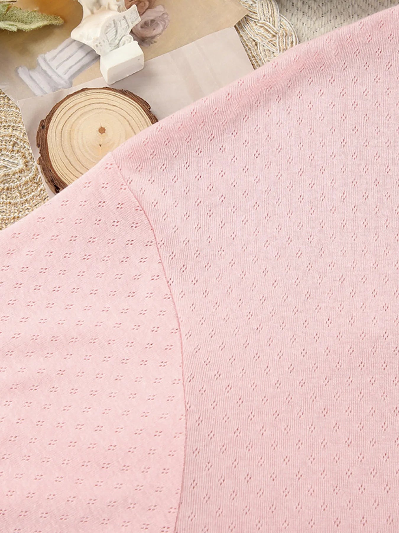 Close-up of pink Tie Waist Lounge Nightgown with elegant kimono sleeves, showcasing its premium polyester-cotton fabric.