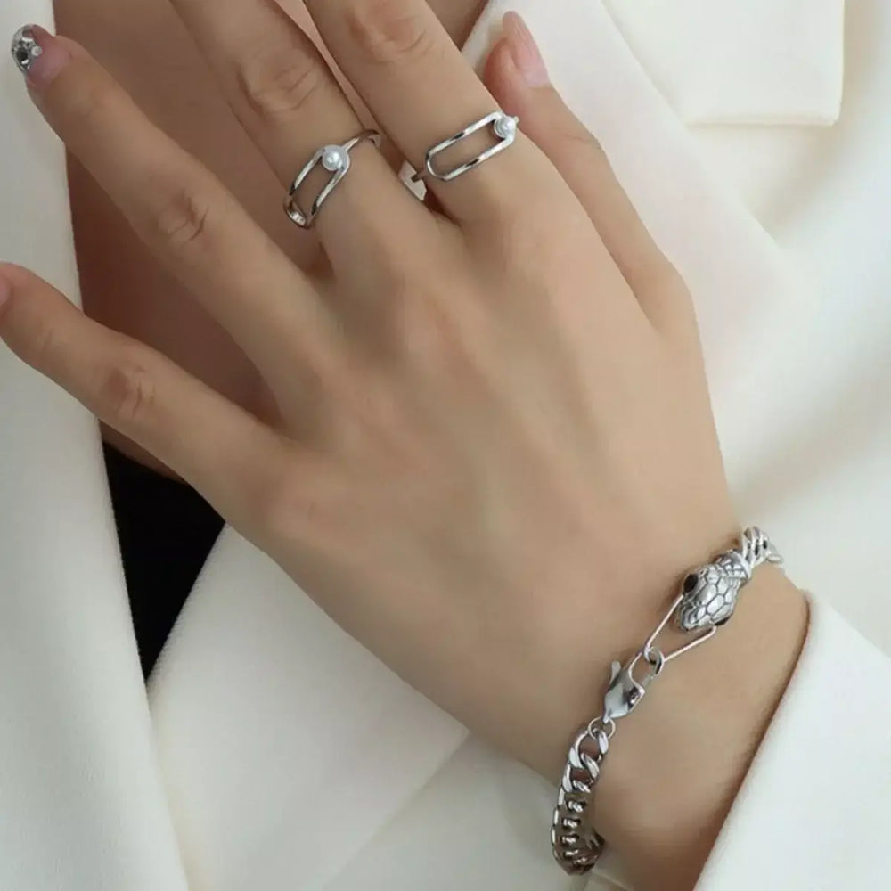 Titanium Steel Zircon Snake Bracelet