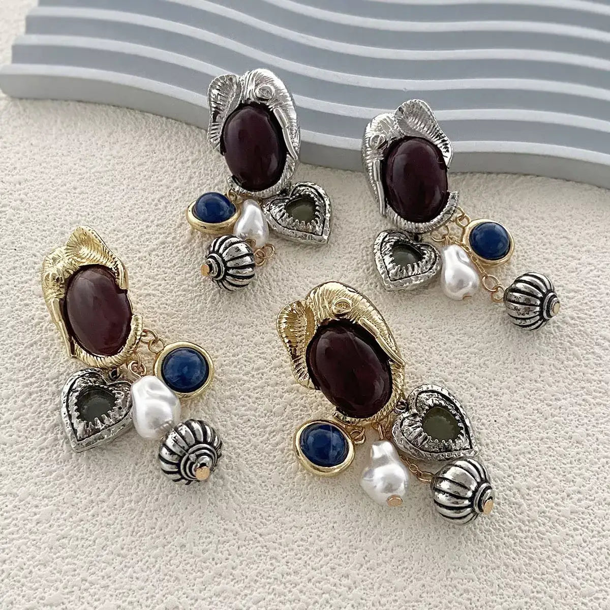 Zinc Alloy Heart Dangle Earrings - Elegant & Stylish