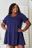 Mandy V-Neck Flounce Sleeve Tiered Dress