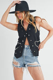 Aemi + Co Heart Rivet Detail Suede Vest Coat